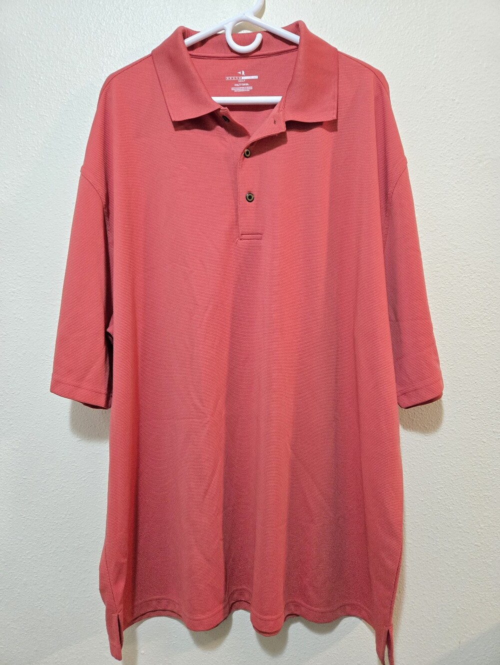 Big&Tall Grand Slam Men's Orange Golf Textured Polo Shirt 3XLT Pit 28 Length 34